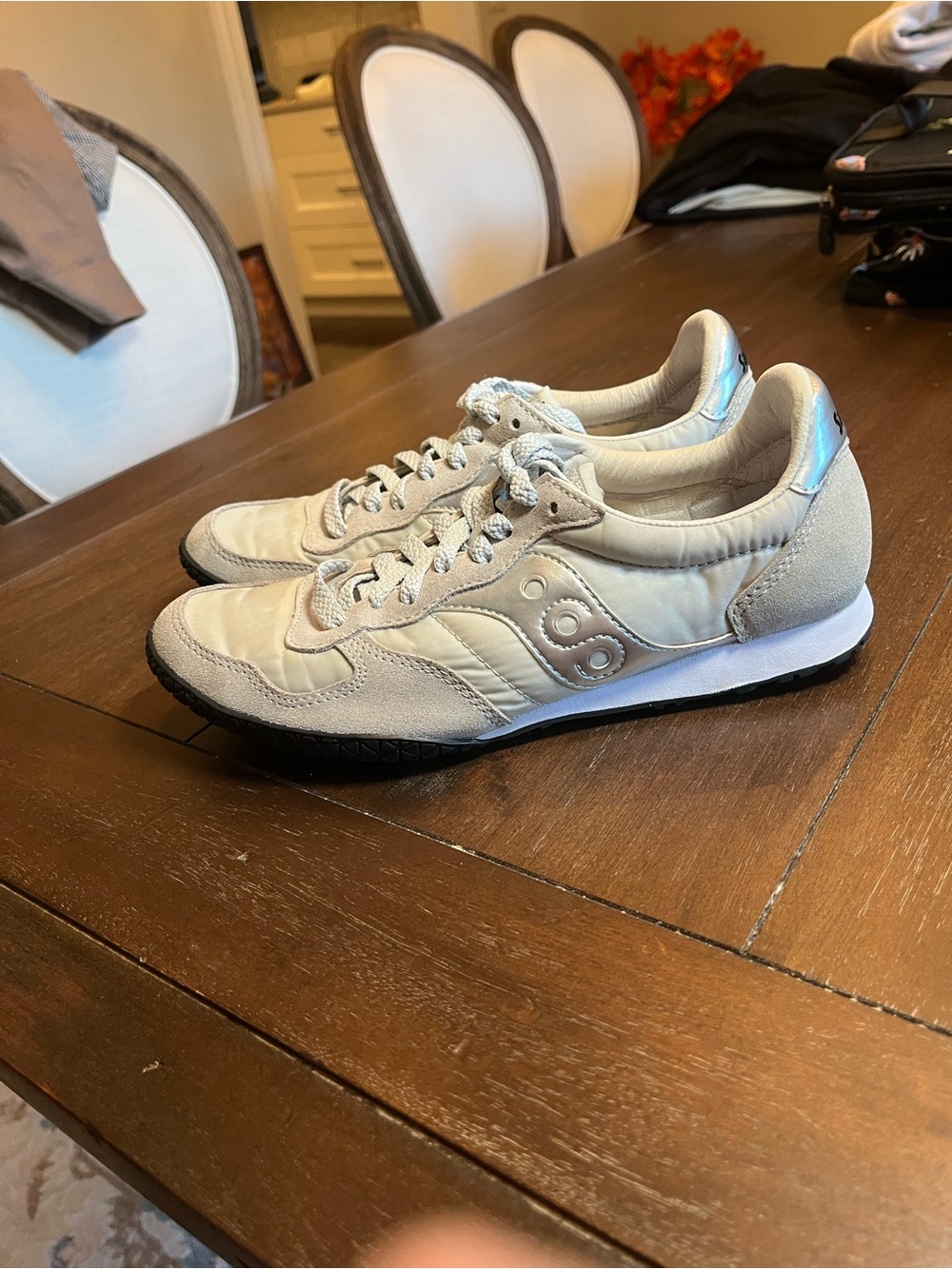 Saucony Bullet Women’s 8 Gray Silver Retro Sneakers S1943-145 Suede Nylon